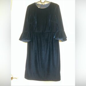 Donna Morgan Blue Velvet Ruffle-Sleeve Elegant Women's Dress 6